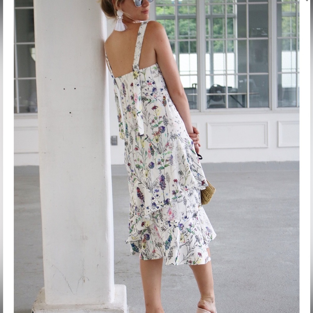 H&M Asymmetrical Floral Dress - White and Multicolor